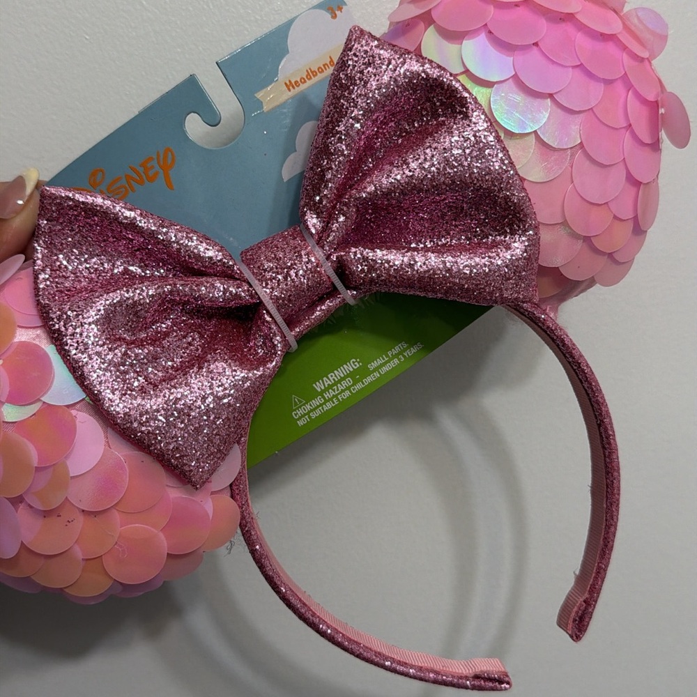 Disney Glitter Pink Minnie Bow Headband